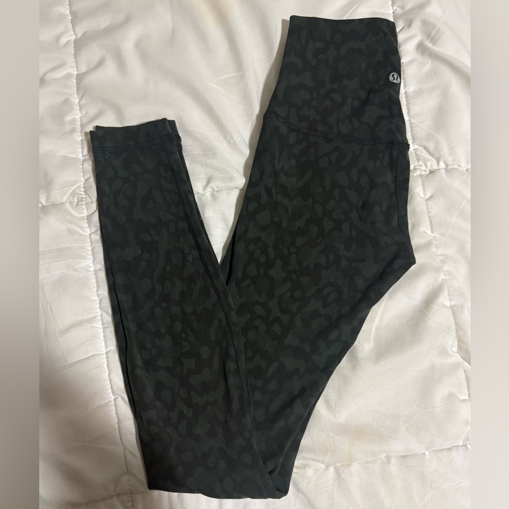 Like new lululemon Align Pants size 2 green mini leopard